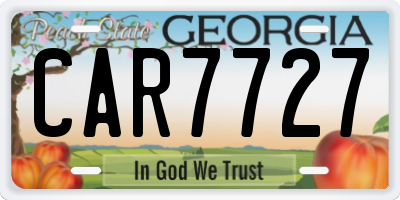 GA license plate CAR7727