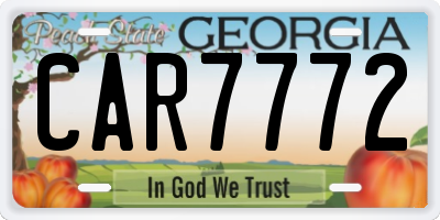 GA license plate CAR7772