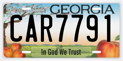GA license plate CAR7791