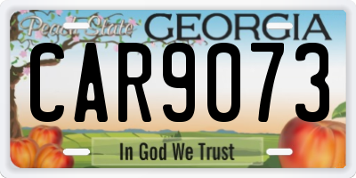 GA license plate CAR9073