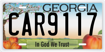GA license plate CAR9117