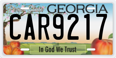 GA license plate CAR9217