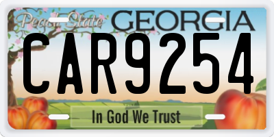 GA license plate CAR9254