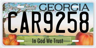 GA license plate CAR9258