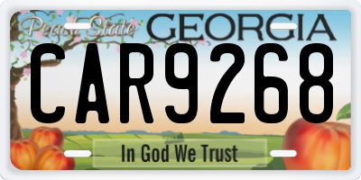 GA license plate CAR9268