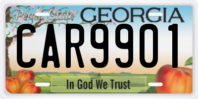 GA license plate CAR9901