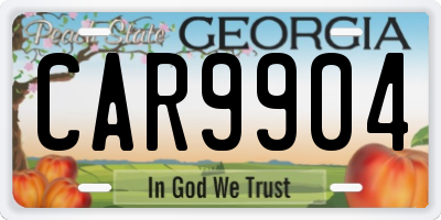 GA license plate CAR9904