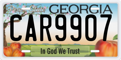 GA license plate CAR9907