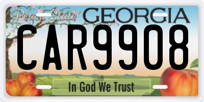 GA license plate CAR9908
