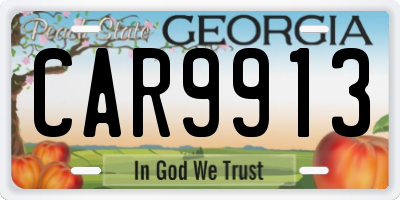 GA license plate CAR9913
