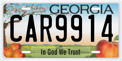GA license plate CAR9914