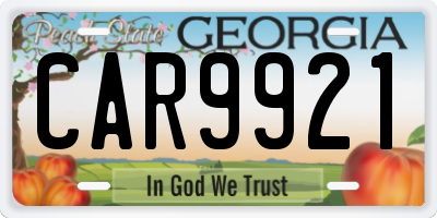 GA license plate CAR9921