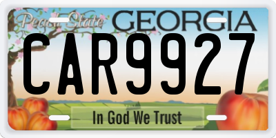 GA license plate CAR9927
