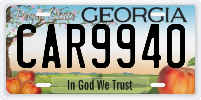 GA license plate CAR9940