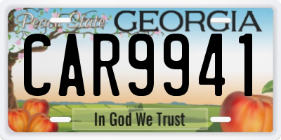 GA license plate CAR9941