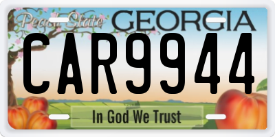 GA license plate CAR9944