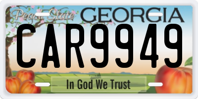 GA license plate CAR9949