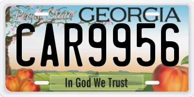 GA license plate CAR9956