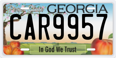 GA license plate CAR9957