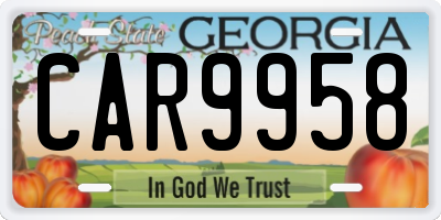GA license plate CAR9958