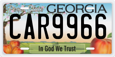 GA license plate CAR9966