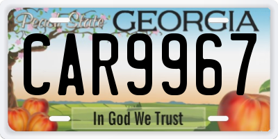 GA license plate CAR9967