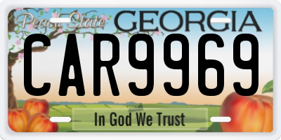 GA license plate CAR9969