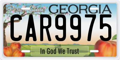 GA license plate CAR9975