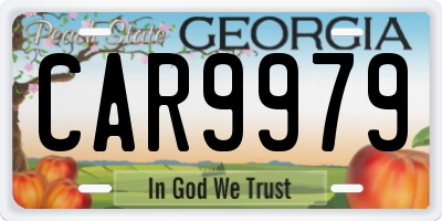 GA license plate CAR9979