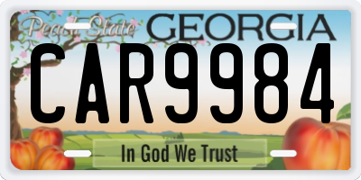 GA license plate CAR9984