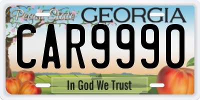 GA license plate CAR9990
