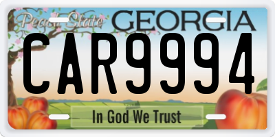 GA license plate CAR9994