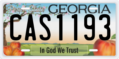 GA license plate CAS1193