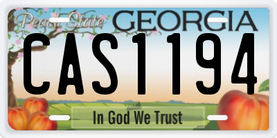 GA license plate CAS1194