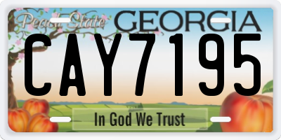 GA license plate CAY7195