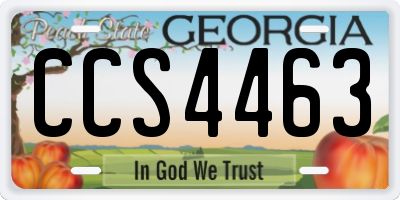 GA license plate CCS4463