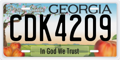 GA license plate CDK4209