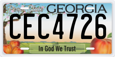 GA license plate CEC4726