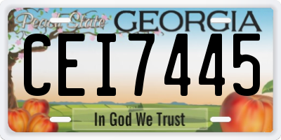 GA license plate CEI7445