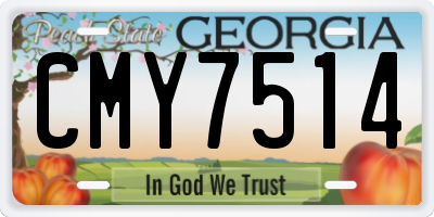 GA license plate CMY7514
