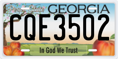 GA license plate CQE3502