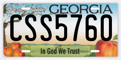 GA license plate CSS5760
