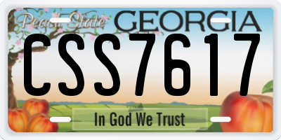 GA license plate CSS7617