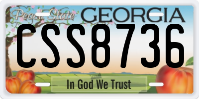 GA license plate CSS8736