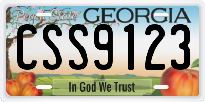 GA license plate CSS9123