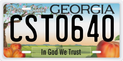 GA license plate CST0640