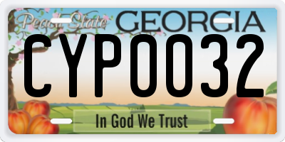 GA license plate CYP0032