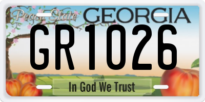 GA license plate GR1026