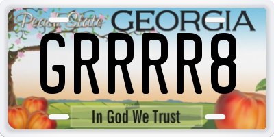 GA license plate GRRRR8