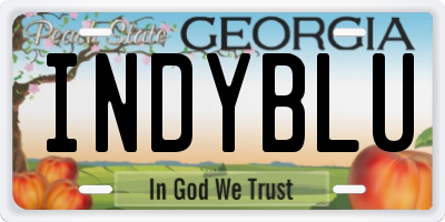 GA license plate INDYBLU